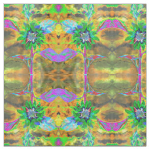 Tecido Ouro verde para girassol abstrato