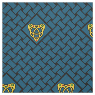 Tecido Ouro/weave do azul/preto, diamante, heartknot