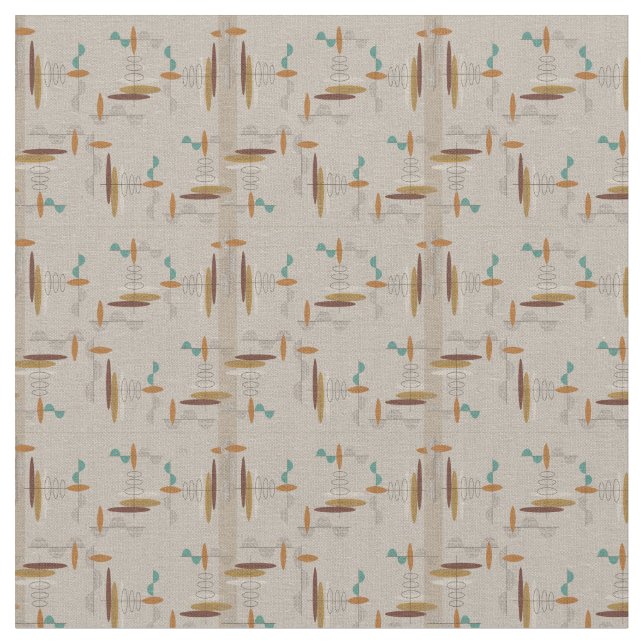 Tecido Ovals e linhas meio século moderno (Detalhe)