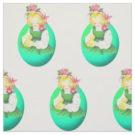 Tecido Ovo da páscoa da menina do vintage da páscoa e