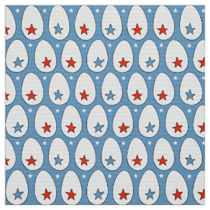 Tecido Ovos de frango Vermelho Branco Azul Estrelas Fazen