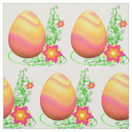 Tecido Ovos de Páscoa e Flores Coloridos 4,5"