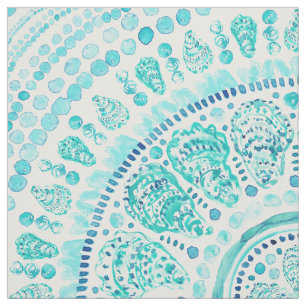 Tecido OYSTER O'CLOCK Aqua Coastal Mandala