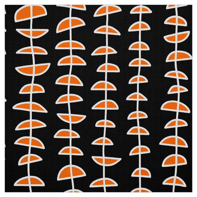 Tecido Padrão 080515 - Branco e Laranja em Preto (Modelo)