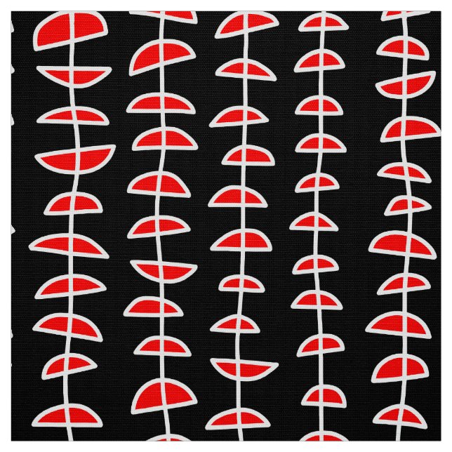 Tecido Padrão 080515 - Branco e vermelho em preto (Modelo)