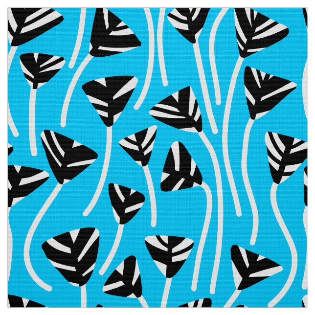 Tecido Padrão 210121 - Preto, Branco e Azul Céu (Modelo)