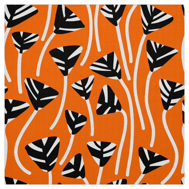 Tecido Padrão 210121 - Preto, Branco e Laranja (Modelo)