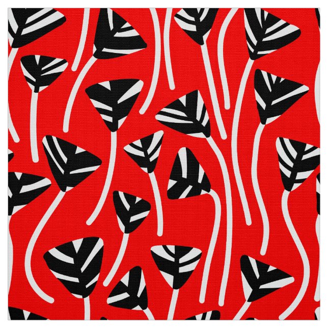 Tecido Padrão 210121 - Preto, Branco e Vermelho (Modelo)