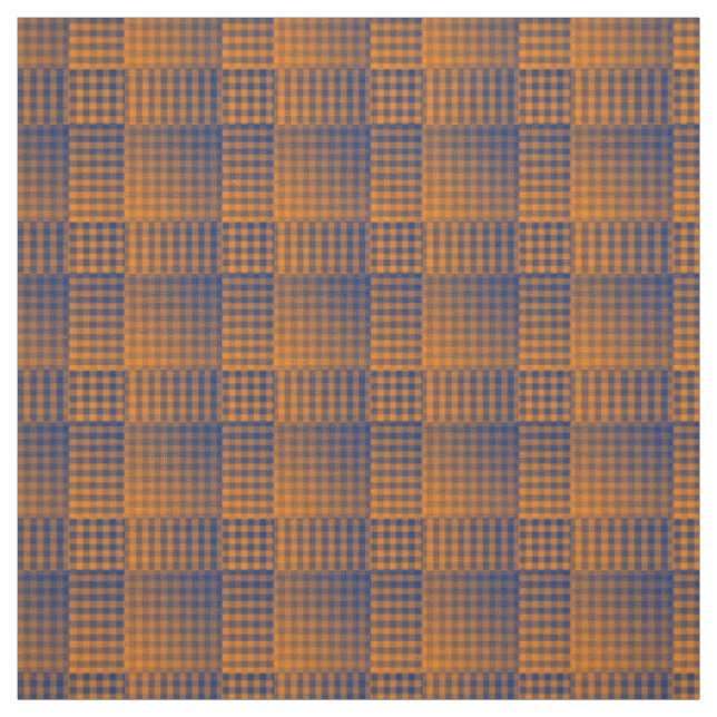 Tecido Padrão Abstrato Xadrez Laranja Roxo (Modelo)