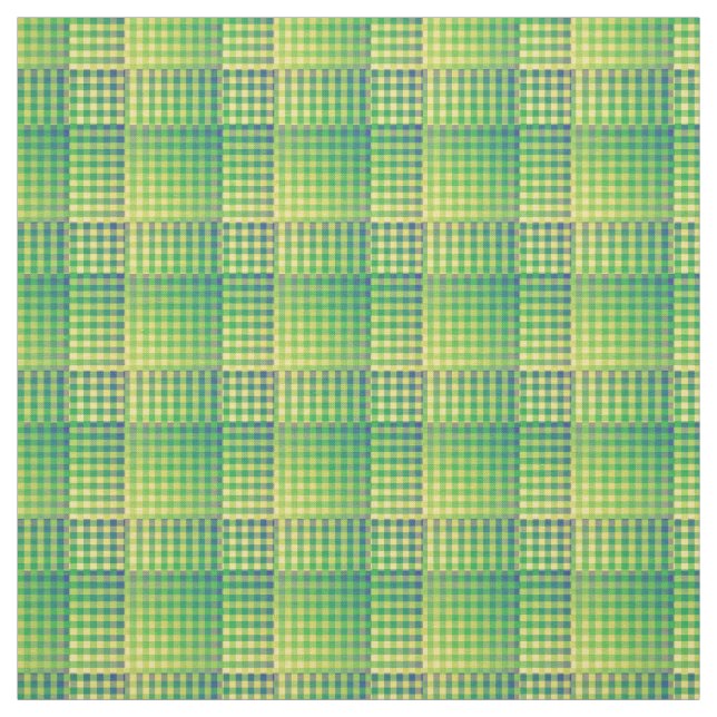 Tecido Padrão Abstrato Xadrez Verde Azul (Modelo)