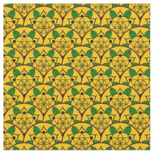 Tecido Padrão Africano Circular Amarelo Dourado vibrante