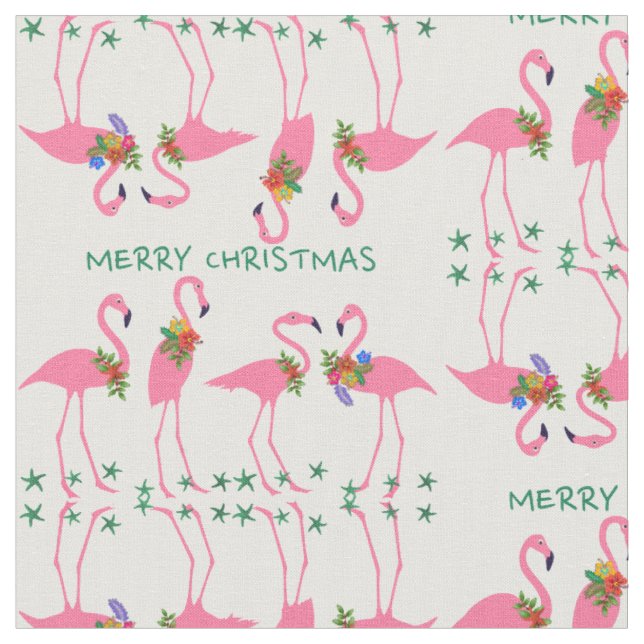 Tecido Padrão Alegre Natal Flamingos (Detalhe)