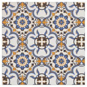 Tecido Padrão Amarelo Azulejo Azulejo Azulejo Vintage