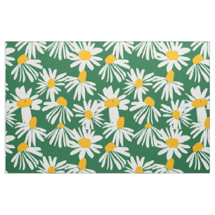 Tecido Padrão Amarelo Branco Verde Grande Margarida