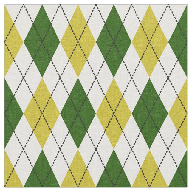 Tecido Padrão Argyle Verde e Amarelo (Detalhe)