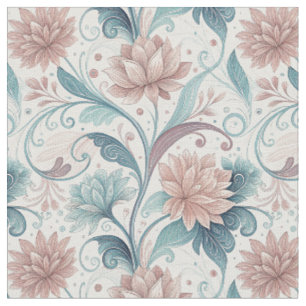 Tecido Padrão Artístico de Flores em Rodopio Floral Paste