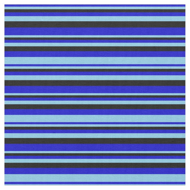 Tecido Padrão Azul, Azul Céu e Preto Striped/Links (Detalhe)