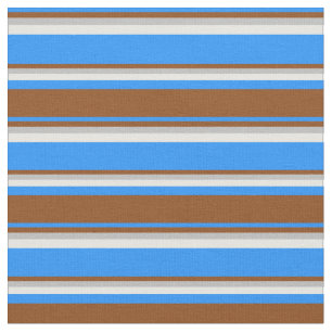 Tecido Padrão Azul, Castanho, Cinza e Creme de Casa