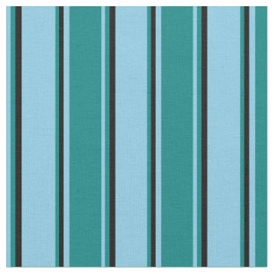 Tecido Padrão Azul-Céu, Teal e Preto de Faixa