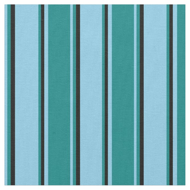 Tecido Padrão Azul-Céu, Teal e Preto de Faixa (Detalhe)