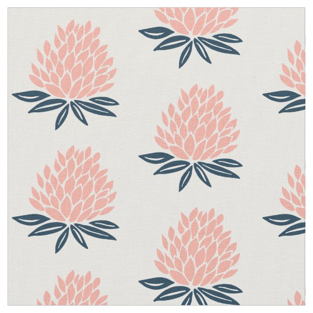 Tecido Padrão Azul Cor-de-rosa Lotus Waterlily (Detalhe)