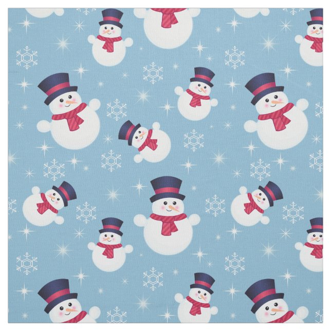 Tecido Padrão Azul De Natal Com Neves E Flocos De Neve (Modelo)