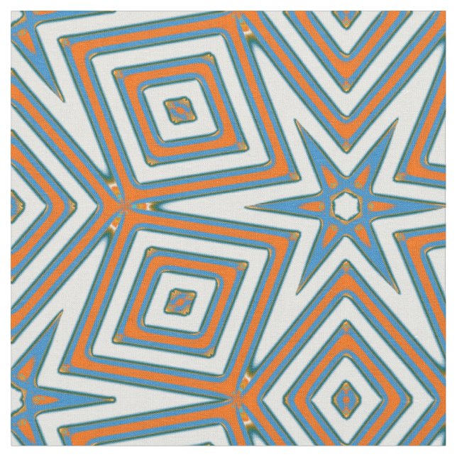 Tecido Padrão Azul e Praia Laranja (Detalhe)