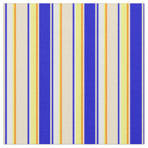 Tecido Padrão Azul, Tano, Laranja Escuro, Amarelo e Branc