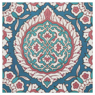 Tecido Padrão Azulejo Azulejo Vermelho Azul