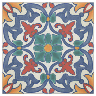 Tecido Padrão Azulejos Colorido