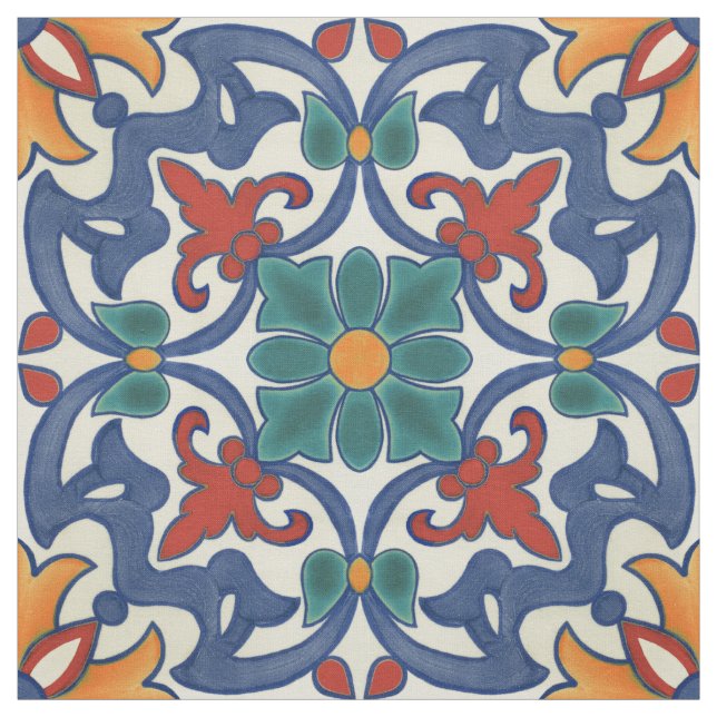 Tecido Padrão Azulejos Colorido (Modelo)