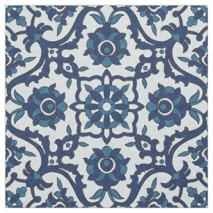 Tecido Padrão Azulejos Floral do Azulejo Azulejos Azul