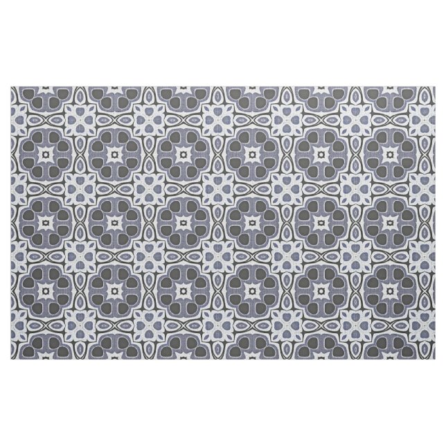 Tecido Padrão Bali Batik Floral Violet Cinza Azul (Fat Quarter)