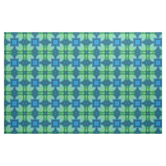 Tecido Padrão Bali Batik Verde limão Aqua Turquoise Azul (Fat Quarter)