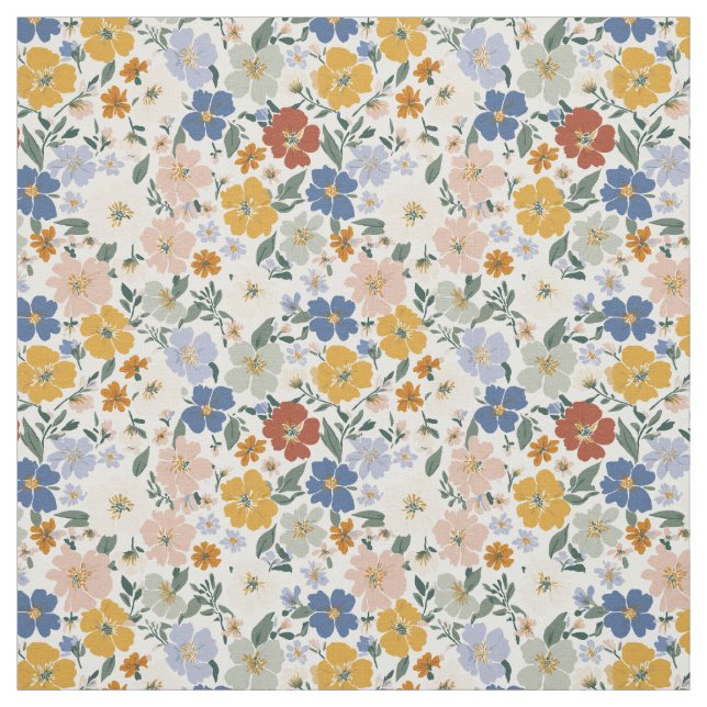 Tecido Padrão Boho de Prado de Flores Silvestres (Modelo)