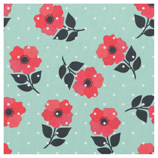 Tecido Padrão Bolinhas das Flores Vermelhas Gordas (Detalhe)