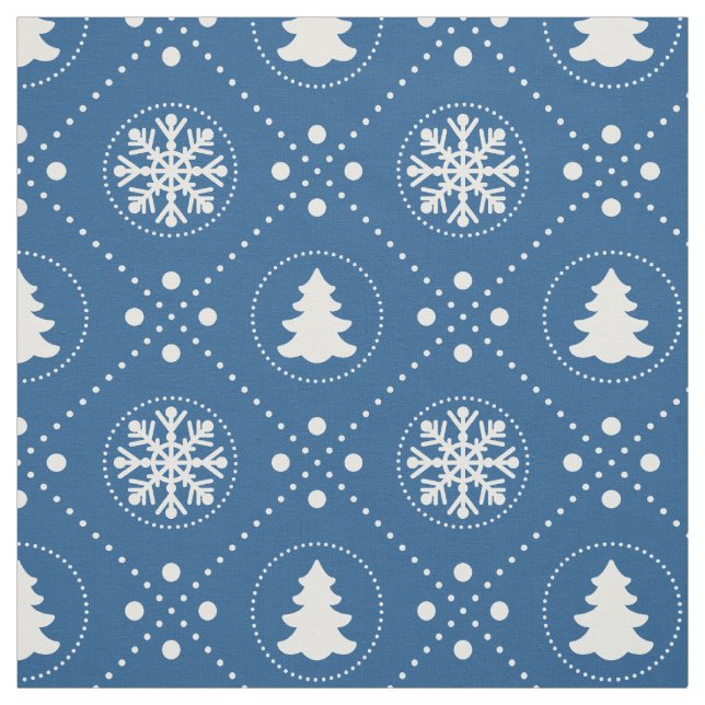 Tecido Padrão Bonito de Natal Branco Azul (Modelo)