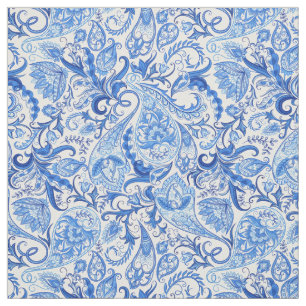 Tecido Padrão bonito De Paisley Floral Azul E Escuro