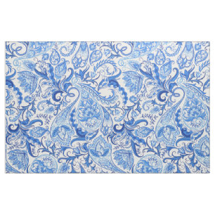 Tecido Padrão bonito De Paisley Floral Azul E Escuro