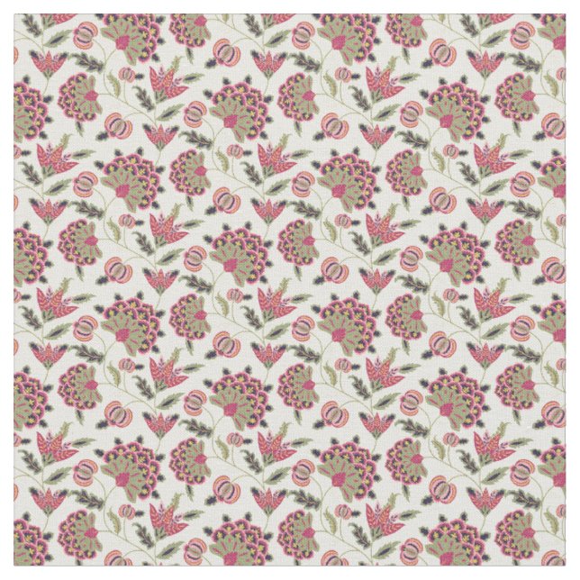 Tecido Padrão Botânico Damask Boho Retro (Detalhe)