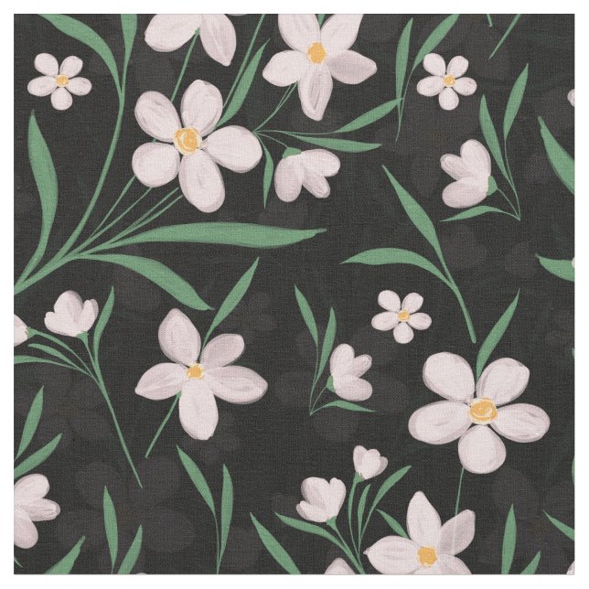 Tecido Padrão Botânico Floral Cor-de-Água Rosa (Detalhe)