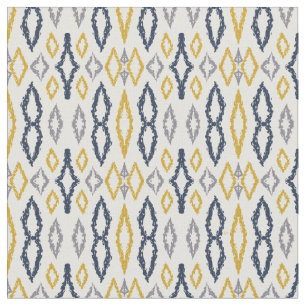 Tecido Padrão Branco Amarelo Azul Ikat marroquino 