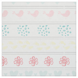 Tecido padrão branco de aves, pontos, passados, flores,