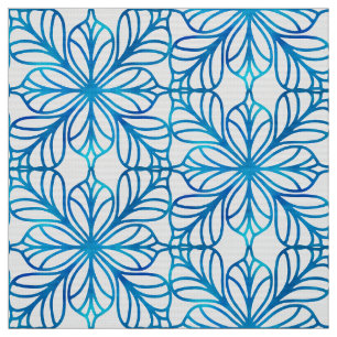 Tecido Padrão branco e azul de índio bonito e clássico