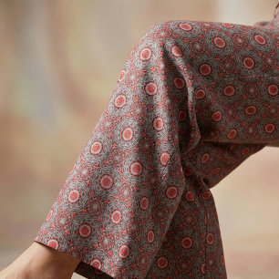 Tecido Padrão Branco e Preto Boêmico do Folk Étnico