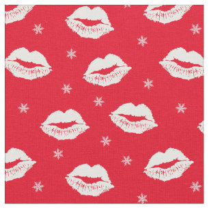 Tecido Padrão Branco e Vermelho dos Kisses de Natal