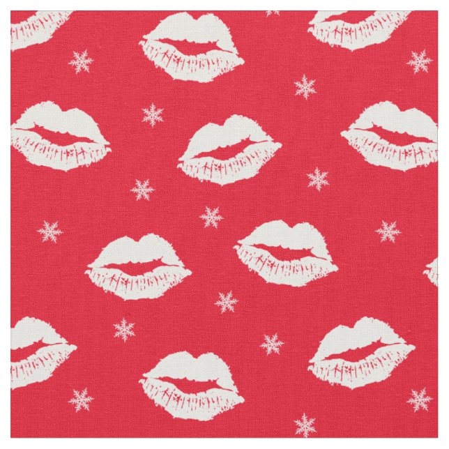 Tecido Padrão Branco e Vermelho dos Kisses de Natal (Detalhe)