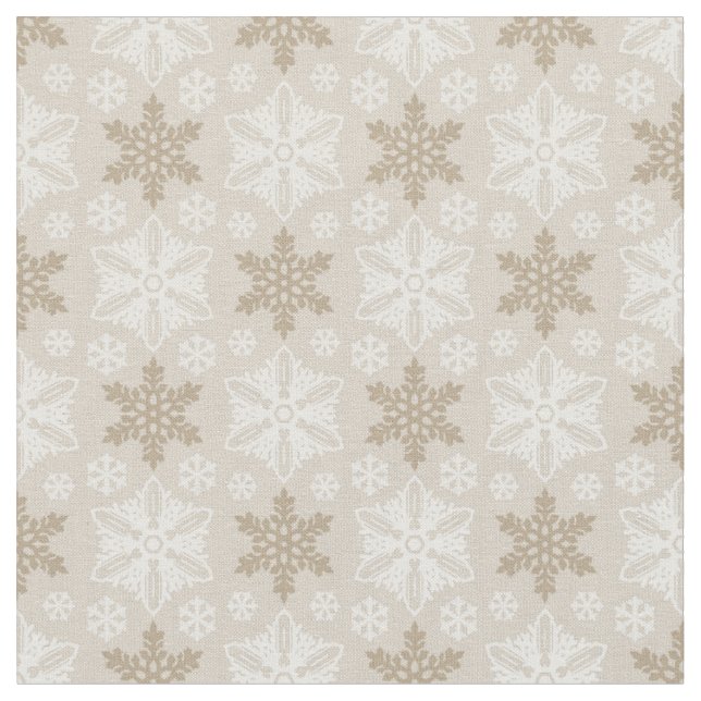 Tecido Padrão Brilhante De Tan Winter White Snowflake (Detalhe)