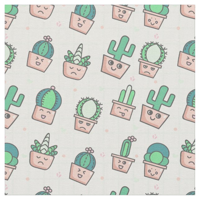 Tecido Padrão Cactus Caqucolor Cute (Detalhe)