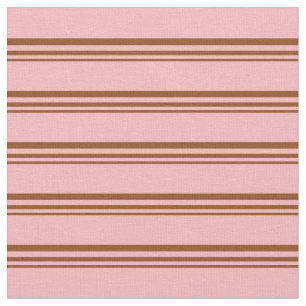Tecido Padrão castanho e Rosa claro em linhaço/stripteado